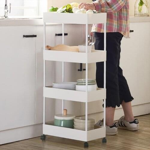 4 Tier Storage Organizer Rack Hotel Cart Multi-function Storage Cart Stand Wheel Save Space Holder Removable Trolley Furniture