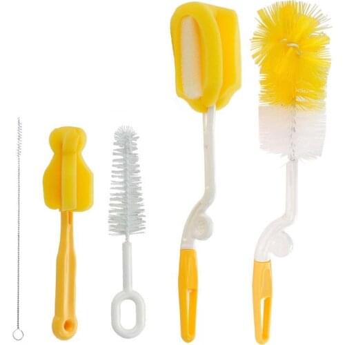 5pcs/set Baby Bottle Sponge Cleaning Tool Baby Bottle Straw Brush Baby Nipple Cup Feeding Bottle Brush