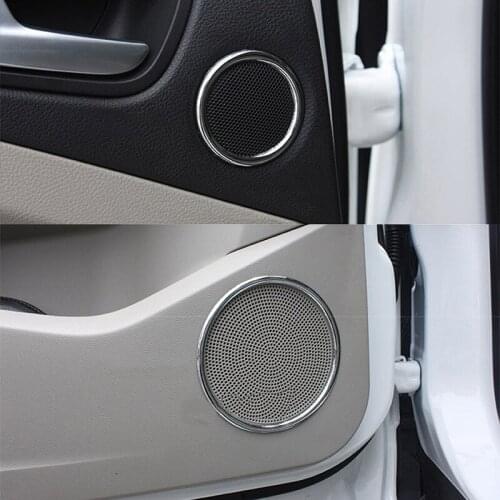 ABS Chrome For Ford C-MAX 2013 2014 2015-2017 accessories Car Door Audio Speaker Ring Frame Cover Trim Sticker Car styling 6pcs