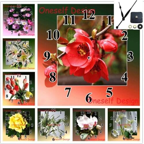 Diy diamond painting with Mechanical clock flower 5d diamond embroidery full set with clock diy diamond mosaic sale wall sticker