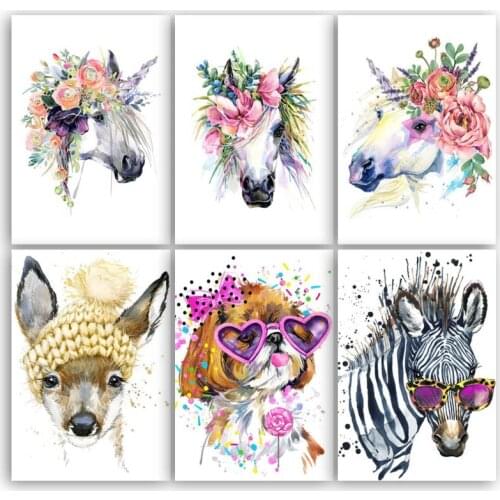 5D DIY Animal Unicorn Dog Diamond Painting Cross Stitch Handmade Mosaic Embroidery Rhinestone Living Room Home Decor Art