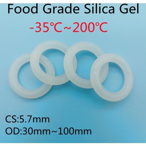 10pcs VMQ White O Ring Gasket CS 5.7mm OD 30~ 100mm Silicone Food Grade O-Rings Silicon Ring High Temperature Gasket