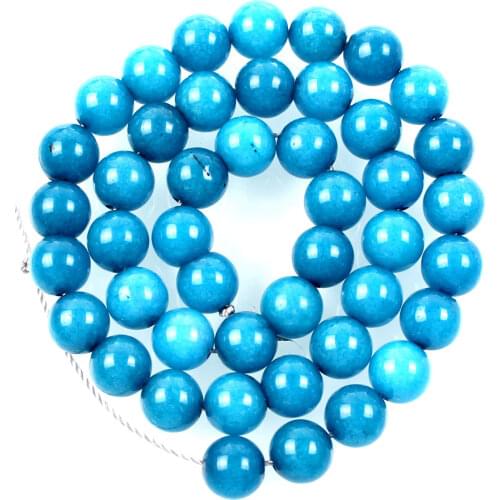 Natural Stone Beads Blue Green Marble Loose Beads for Jewelry Making Needlework DIY Bracelet Strand 4-12 MM