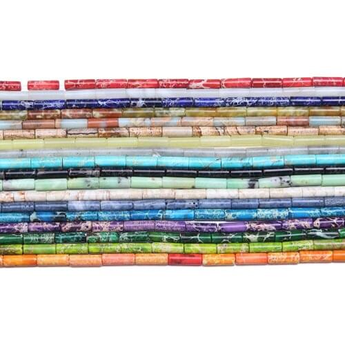Natural Semi Precious Stone Beads Cylindrical DIY For Making Necklaces And Bracelets 30 Pieces / String 4*13mm