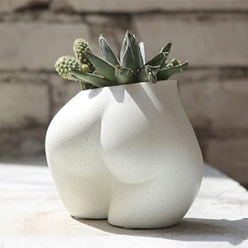 Resin Flower Pot 3D Body Art Plaster Flowerpot Desktop Succulent Plant Pot Planter Garden Decoration Makeup Brush Storage Holder