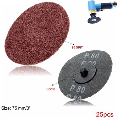 25PCS 3Inch Grit 80 Aluminum Oxide Sanding Discs Roll Lock Sanding Grinding Abrasive Discs for Rotary Tools Grinder Woodworking