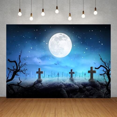 Halloween Photographic Background Graveyard Tombstone Branch Bats Children Vinyl Backdrop Photo Studio Portrait Party Photophone