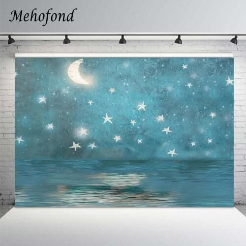 Mehofond Photography Backgrounds Twinkle Little Star Blue Sky Galaxy Moon Newborn Baby Shower Portrait Backdrop For Photo Studio