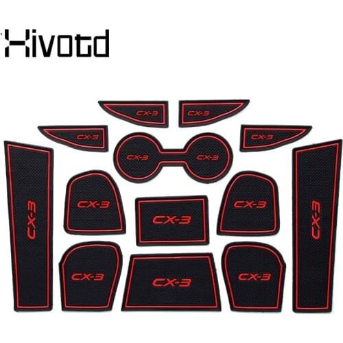 Hivotd For Mazda CX-3 CX3 rubber Gate Slot pad anti-slip Cup mat Car Stickers trim Interior Car Styling accessories 2019 2020