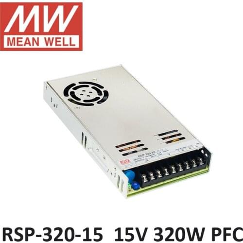 Meanwell 15V 21.4A PFC led power supply RSP-320-15 Switching Power Supply Driver for LED Strip AC 86-264V Input to DC 15V UL