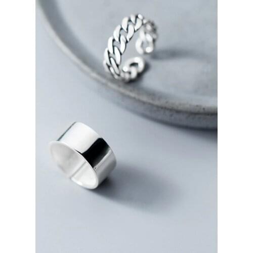 Modian 2 Different Style Sterling Silver 925 Ring for Women Gift Geomentric Thick Circle Chain Open Adjustable Ring Fine Jewelry