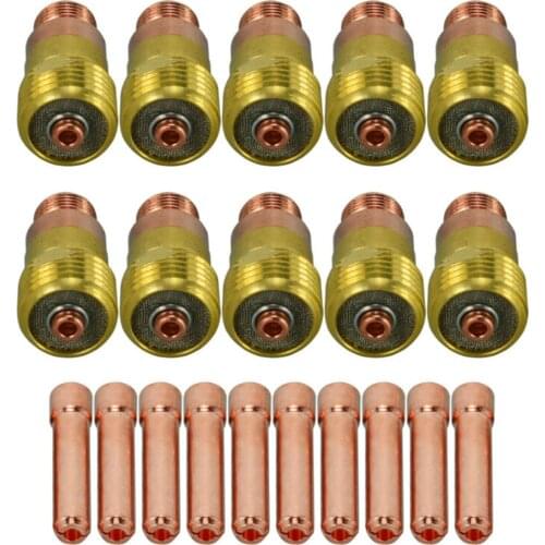 20pcs Gas Lens TIG Stubby 17GL332 10N24S 3/32 TIG Collet Kit DB SR WP 17 18 26 20pk Welding Torch Consumables New