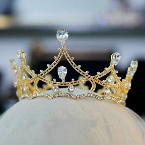 Queen Crown Bride Headdress Super Immortal Beauty Wedding Crown Birthday Marriage Round Head Accessories Tiaras