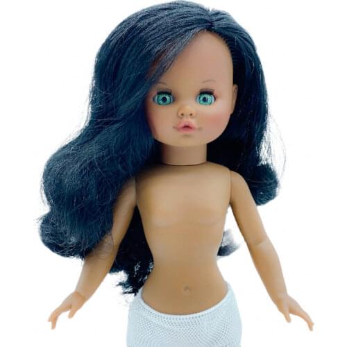 Sintra doll-2021 black nude doll mulata 40 cm long hair, 100% vinyl made in Spain by Folk Similar craft Nancy