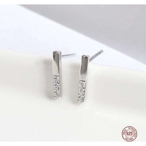 LKO 925 Sterling Silver Fashion Simple Oneword Earrings earrings Minimalist Female New Small Simple Chic Earrings Jewelry