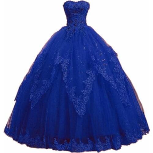 Sweetheart Lace Tulle Quinceanera Dresses 2019 vestidos de 15 anos Ball Gown Crystal Appliques Back Lace Prom Dresses Real Photo