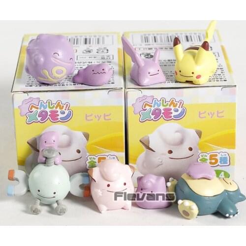 Pokemon Gashapon Ditto Vol.4 Pikachu Clefairy Snorlax Koffing Magnemite Mini PVC Figures Toys 6pcs/set