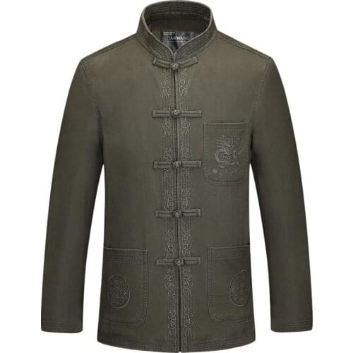 Mens New Double deck Cotton Thick Outerwear With Lining Traditional Chinese sun yat sens uniform Kung Fu Jacket Coat for Men