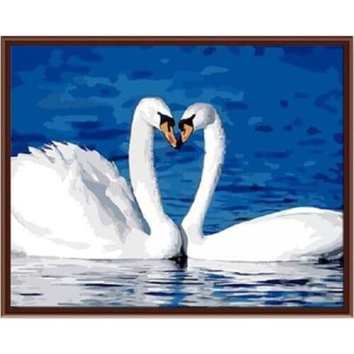 Frameless 40*50cm paintings by numbers canvas art drawing wall pictures for living room Love swan Coloring by numbers G084