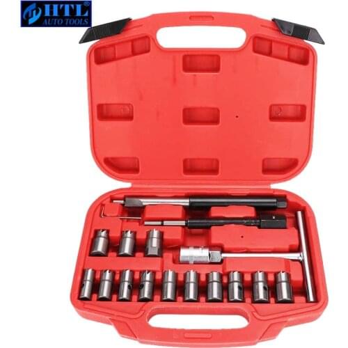 Injector Remover 17Pcs Diesel Injector Seat & Cleaner Carbon Remover Seat Tools Cutter Milling Cutter Set Universal Car Tool Kit