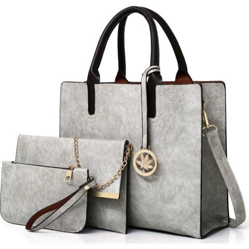 New Women Bags Set 3 Pcs Leather Handbag Women Large Tote Bags Ladies Shoulder Bag Handbag+Messenger Bag+Purse Sac a Main Bolso