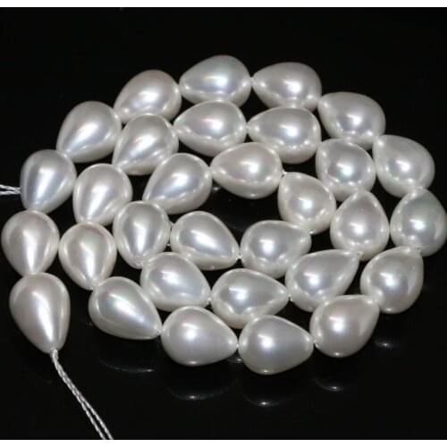 Natural white shell pearl 10*13mm teardrop fine fit diy necklace bracelet women hot sale loose beads jewelry making 15inch B2278