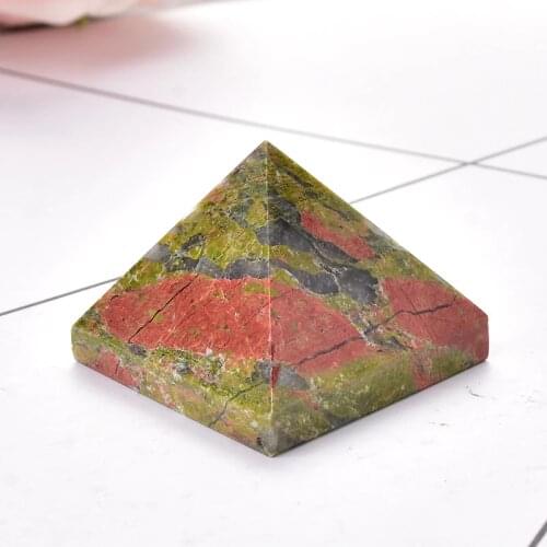 Natural Quartz Pyramid Gemstone Unakite Reiki Chakra Crystal Point Healing Stone Handmade Polished Ornaments Ore Mineral Tower