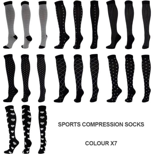 7 Pairs Compression Socks Women Men Anti Fatigue Pain Relief Knee Stockings Flight Travel Nurses Running Athletic Stocking