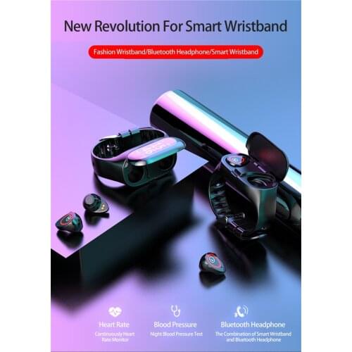 Newest Smart Watch With Bluetooth Earphone 0.96TFT color screen heart rate blood pressure detection Sport Smartwatch Bracelet 16