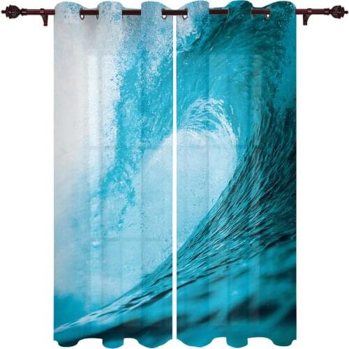 Pacific Ocean Waves Valance Window Curtains For Living Room Bedroom Kitchen Home Luxury Youth Room Window Curtains
