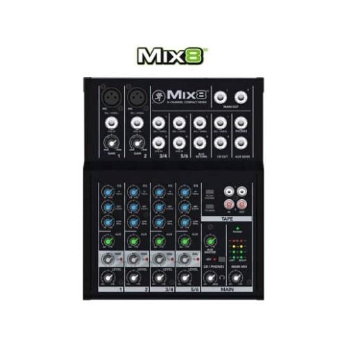 RunningMan Mix8 Portable 8-Channel Compact Mixer For Small Recording Studio, Band Rehearsal, Stage Performance