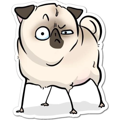 S40807# Various Sizes Funny Self-Adhesive Decal Suspicious Pug Car Sticker Waterproof Motorcycle Decors on Bumper Rear Window