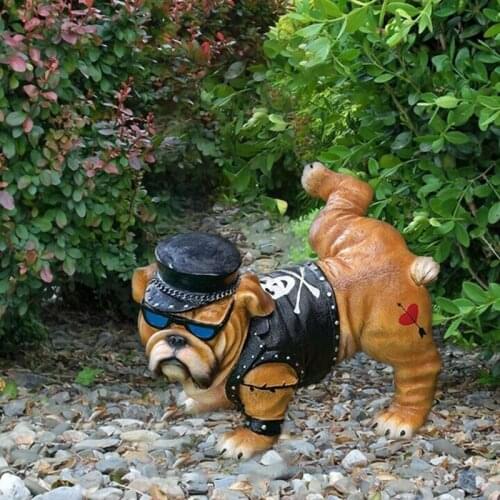 Cute Badass Glasses Dog Ornaments Home Living Room Decoration Resin Crafts Garden Resin Ornaments TS1