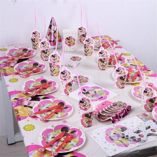 1pcs Pink Minnie Mouse Party Supplies TableCloth Favor Kids Girls Birthday Tablecloths Party Festival Decoration Party Supplie