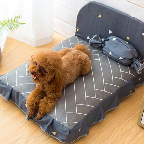 Dog Beds for Small Medium Dogs Cats 100% Cotton Removable Bed Cover Puppy Pet House Mat Mechanical Wash Pets Mattress Blanket