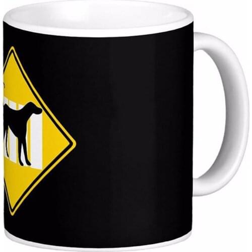 Dog Crossing Road Sign White Coffee Mugs Tea Mug Customize Gift By LVSURE Ceramic Mug Travel Coffee Mugs