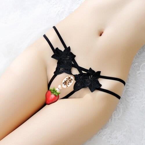 Sexy Stripper Nude Disposable Girl Open Crotch Crotchless Pearl Jewelry T Back G String Women Panties Beading Lingerie Thong