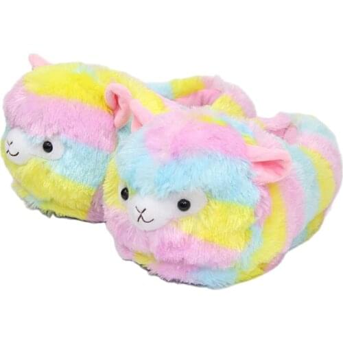 Suihyung Winter Warm Home Slippers Women Animals Plush Slippers Colored Alpaca Cotton Shoes Flats Adult Furry Indoor Floor Shoes