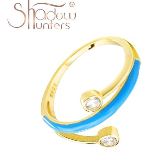 SHADOWHUNTERS Original 925 Sterling Silver Woman Rings With Clear Cubic Zircon Gold Color Trendy Jewelry Compound Enamel Ring