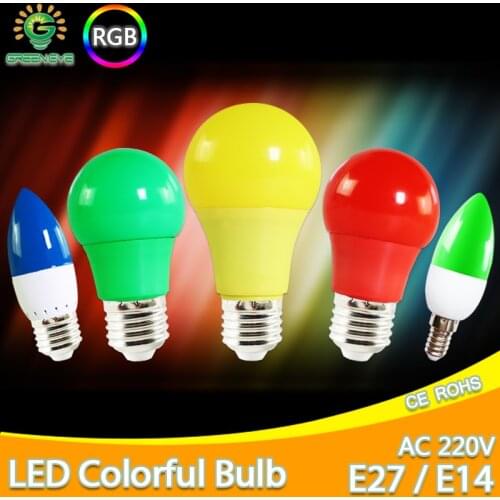 Led Bulb E27 E14 3W 5W 7W LED Lamp RGB A60 A50 G45 C35 Led candle Light Colorful SMD 2835 AC 220V 240V Flashlight Globe Bulb