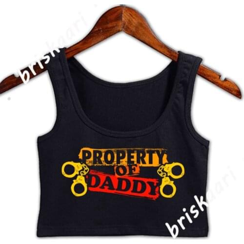 Property Of Daddy Kinky Bdsm Ddlg Kinky Brat Sub Crop Top Anti-Wrinkle Sexy Crop Top Spring Normal S-2xl Graphic Fashion Vest