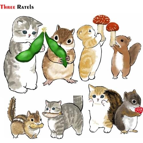 Three Ratels F250 Cute Kitty Cats Playing Sticker For Iphone12 Personalized Creative Scratch Decal Auto Accessories School Gifts