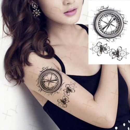 Waterproof Temporary Tattoo Sticker Compass Star Flower Flash Tattos Mandala Pattern Planet Body Art Arm Fake Tatoo Women Men