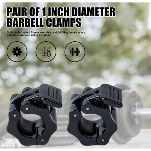 2pcs Barbell Clamps Quick Release Lock 1 Inch Diameter Standard Bar Weight Plates Collar Clips Weightlifting Fitness Training