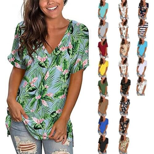 Vintage Flower Pattern Ladies T shirt 2021 Summer Loose Female Tee Shirts Casual Loose Women Tshirt Tops Summer Clothes