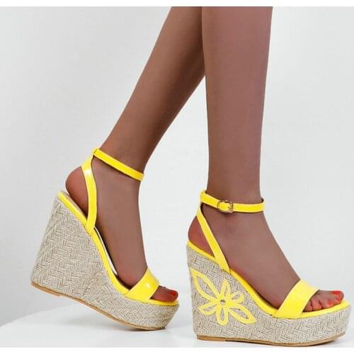 Black White Yellow 2021 New Women Sandals Platform Wedges High Heel Womens Shoes Summer Open Toe Dress Ladies Sandals