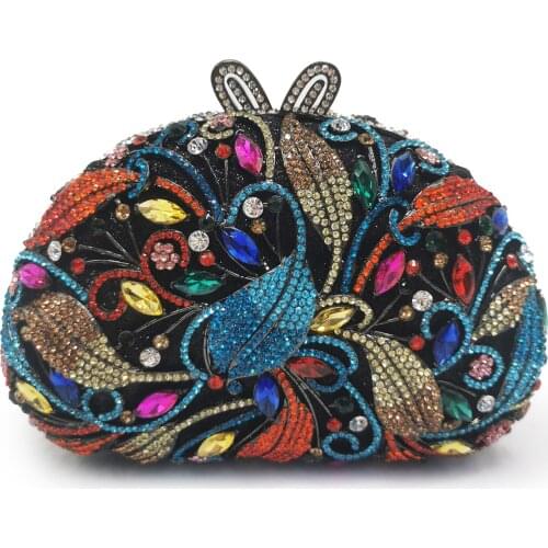 Lady Luxury AB Silver Rhinestone Clutch Bag Handbag Hollow Out Women Evening Purse Wedding Mianudiere Crystal Party Bags Green