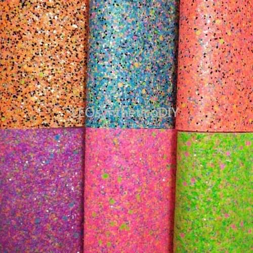 1PC 21X29CM Neon Chunky Glitter Leather For Making Bows Accessories LEOsyntheticoDIY T114
