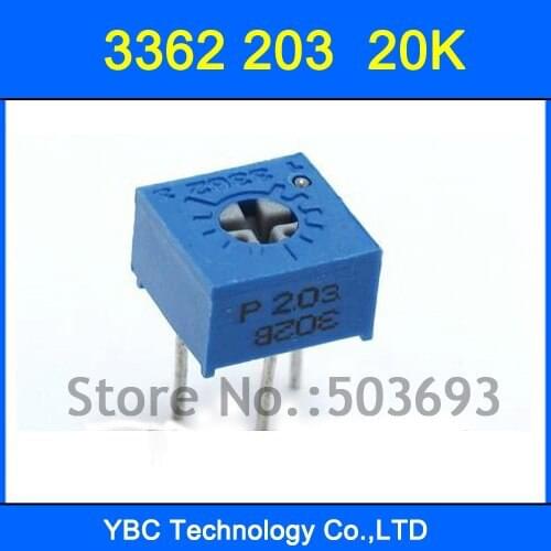 100pcs/lot 3362 203 20KR Variable Resistors 3362P Potentiometer