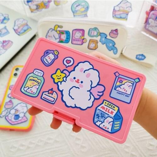 2Pages Cartoon Korea Rabbit Sticker DIY Luggage Label Kawaii Diary Scrapbooking Home DIY Post Sticker Laptop Bag Cup Stickers